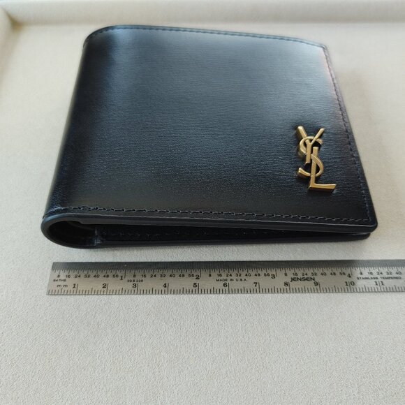 Saint Laurent YSL Gold "Small Cassandre" Leather Bi-fold Wallet (New) - Picture 10 of 11